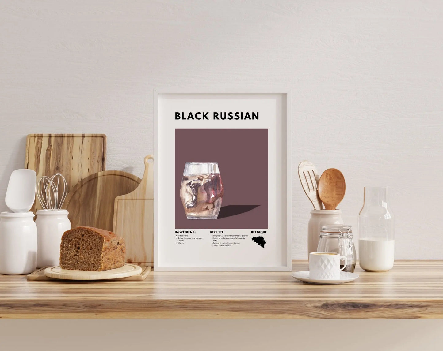 Black Russian - Affiche recette de cocktail FLTMfrance