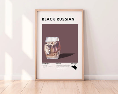 Black Russian - Affiche recette de cocktail FLTMfrance