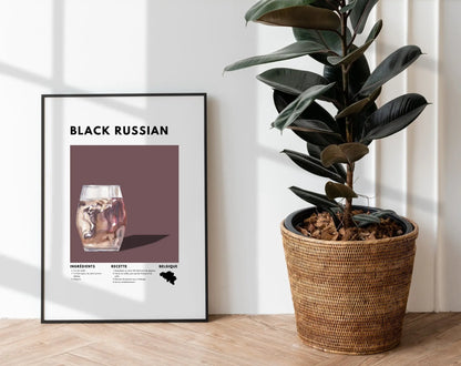 Black Russian - Affiche recette de cocktail FLTMfrance