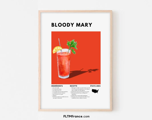 Bloody Mary - Affiche recette de cocktail FLTMfrance