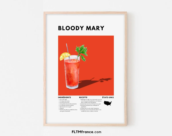 Affiche Bloody Mary - Affiche recette de cocktail