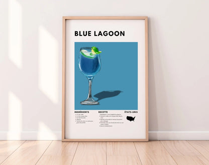 Blue Lagoon - Affiche recette de cocktail FLTMfrance