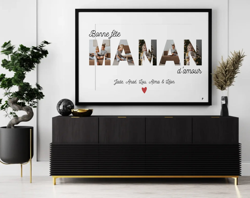 Affiche personnalisée - Maman - Bonne fête Maman - Cadeau Fête des mères