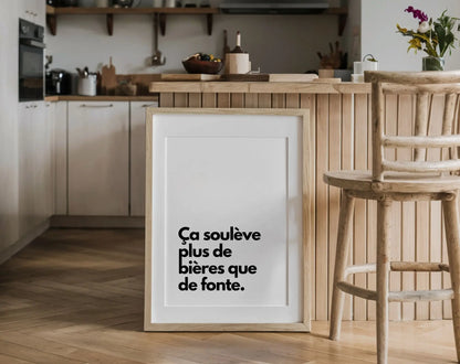 Ça soulève plus de bières que de fonte - Affiche citation humour FLTMfrance