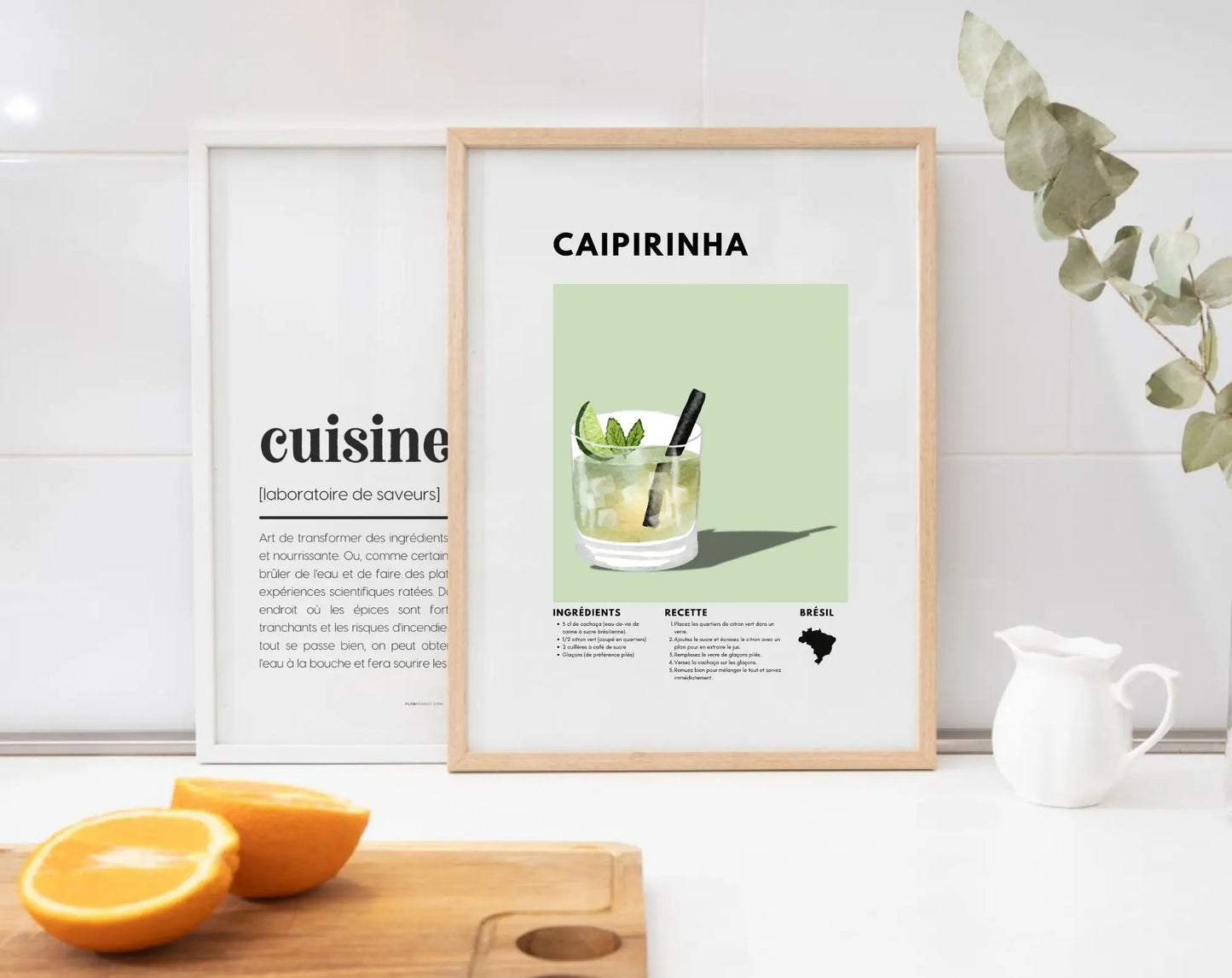 Caïpirinha - Affiche recette de cocktail FLTMfrance