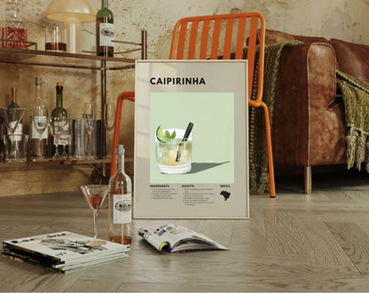 Caïpirinha - Affiche recette de cocktail FLTMfrance