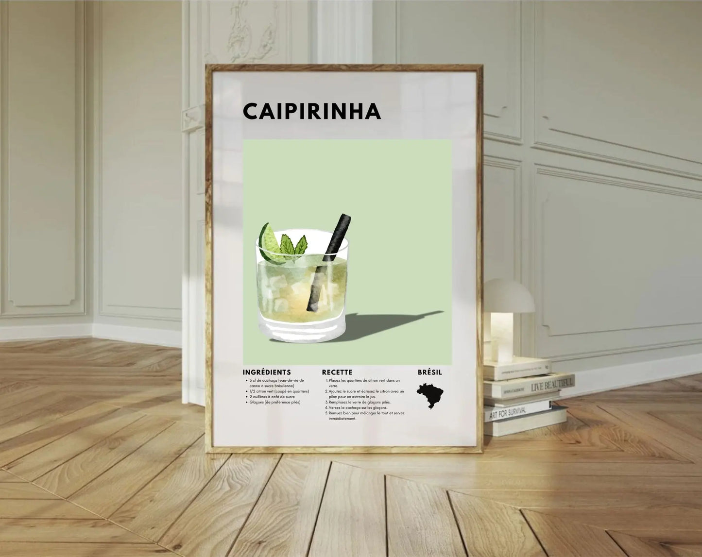 Caïpirinha - Affiche recette de cocktail FLTMfrance