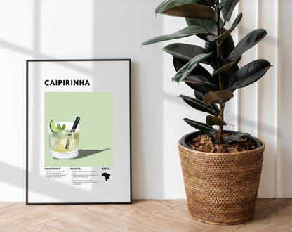 Caïpirinha - Affiche recette de cocktail FLTMfrance