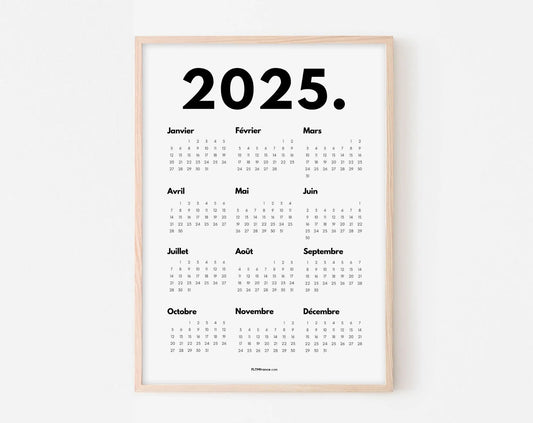 Calendrier 2025 minimaliste à imprimer FLTMfrance