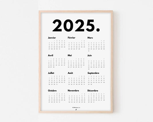 Calendrier 2025 minimaliste à imprimer FLTMfrance