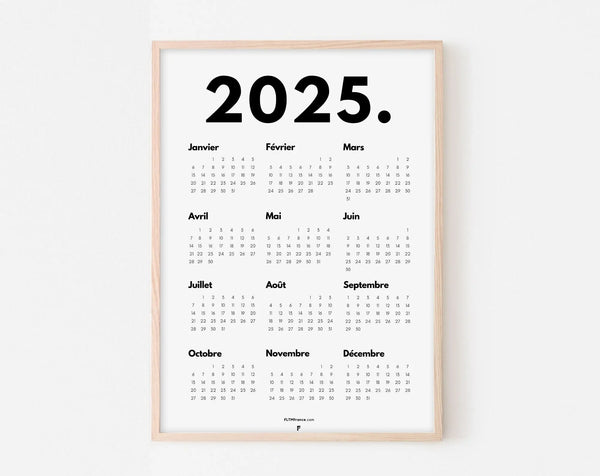 Calendrier 2025 minimaliste à imprimer