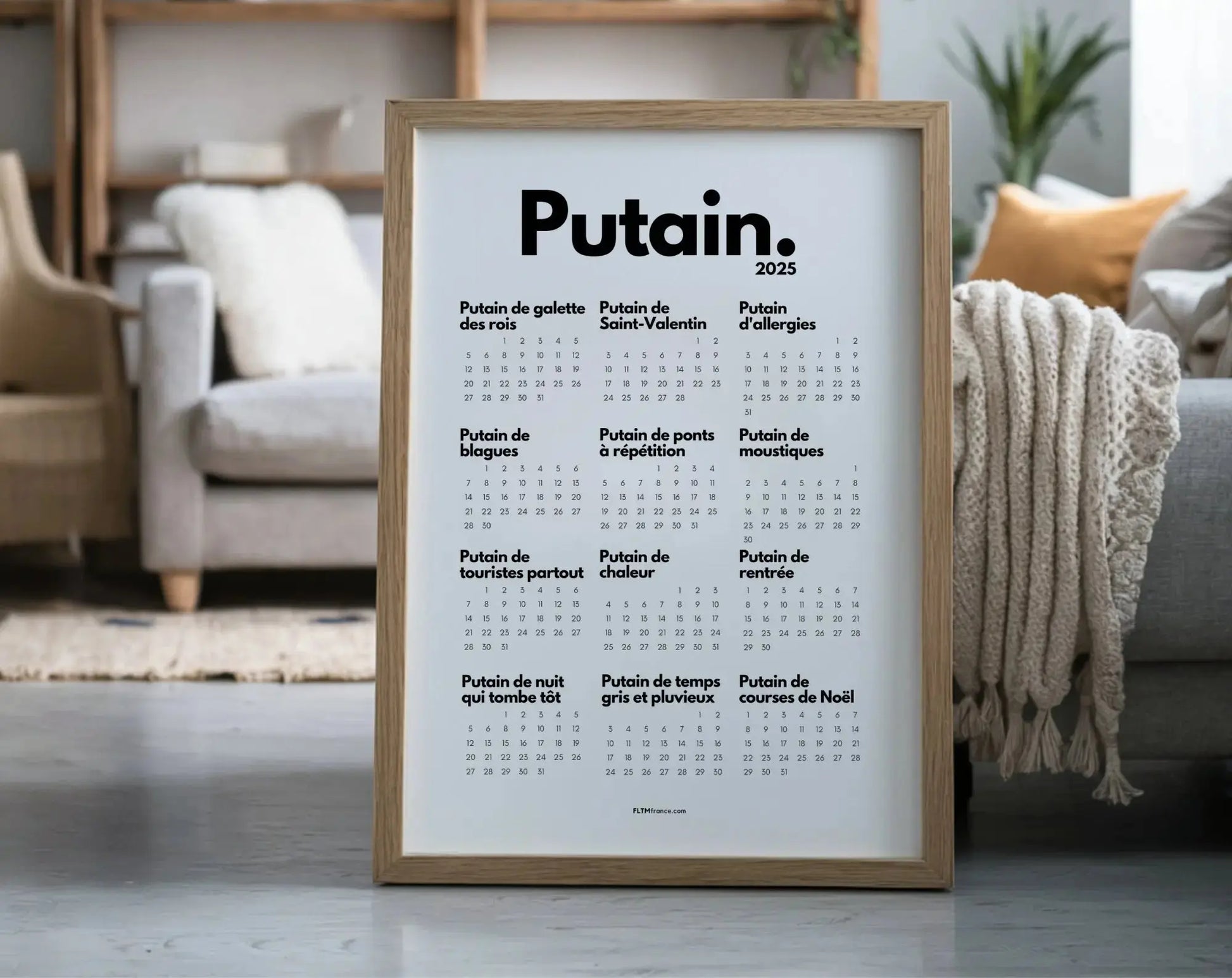 Calendrier Putain 2025 - Calendrier humoristique à imprimer FLTMfrance