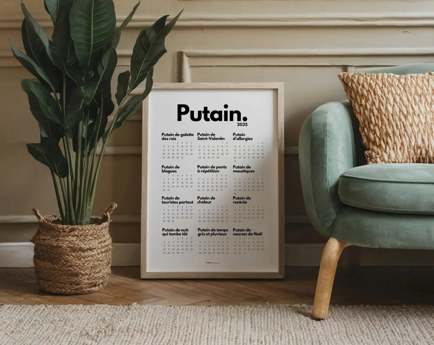 Calendrier Putain 2025 - Calendrier humoristique à imprimer FLTMfrance