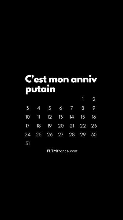 Calendrier Putain 2025 noir à personnaliser FLTMfrance