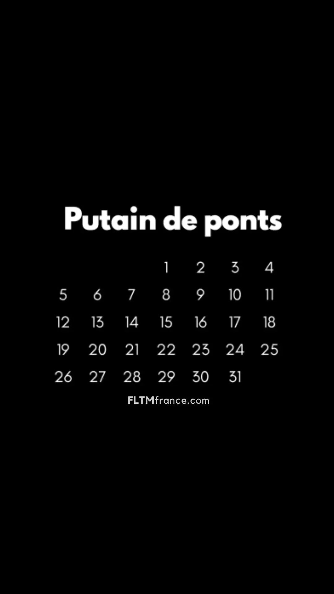 Calendrier Putain 2025 noir à personnaliser FLTMfrance