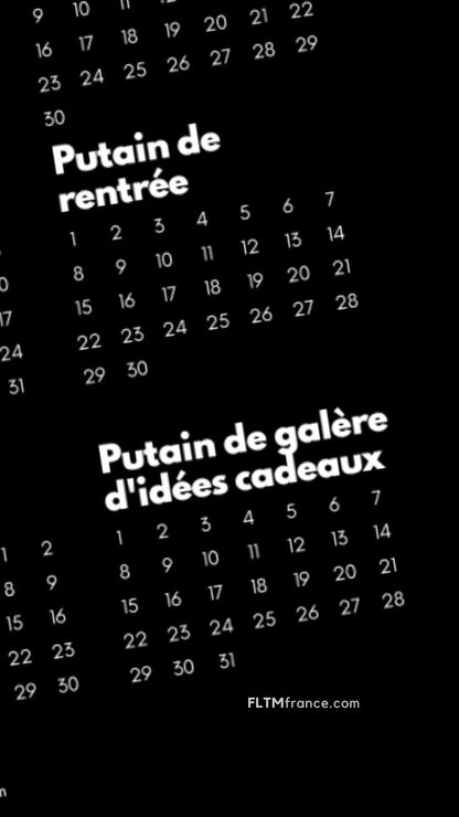 Calendrier Putain 2025 noir à personnaliser FLTMfrance