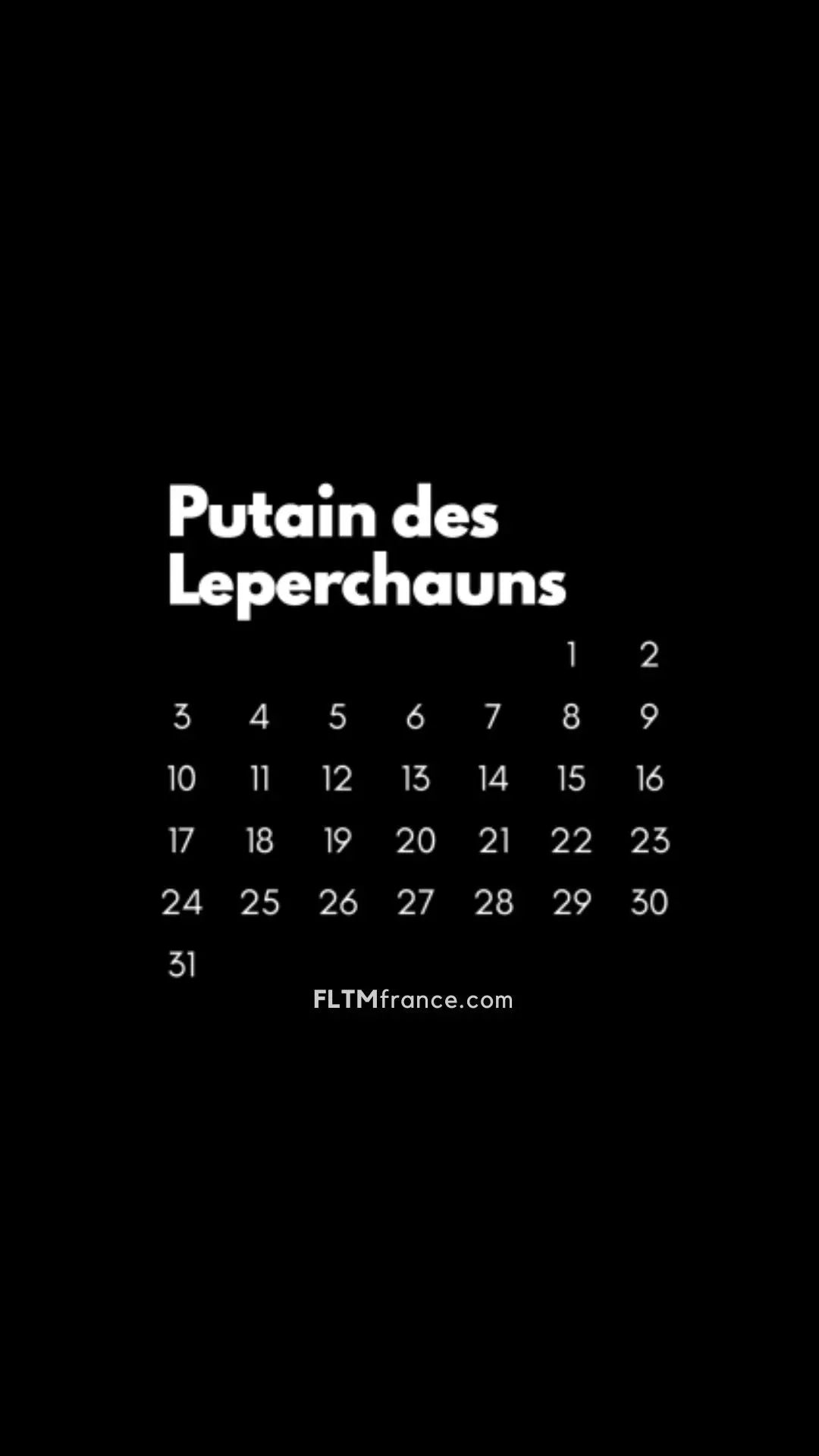 Calendrier Putain 2025 noir à personnaliser FLTMfrance