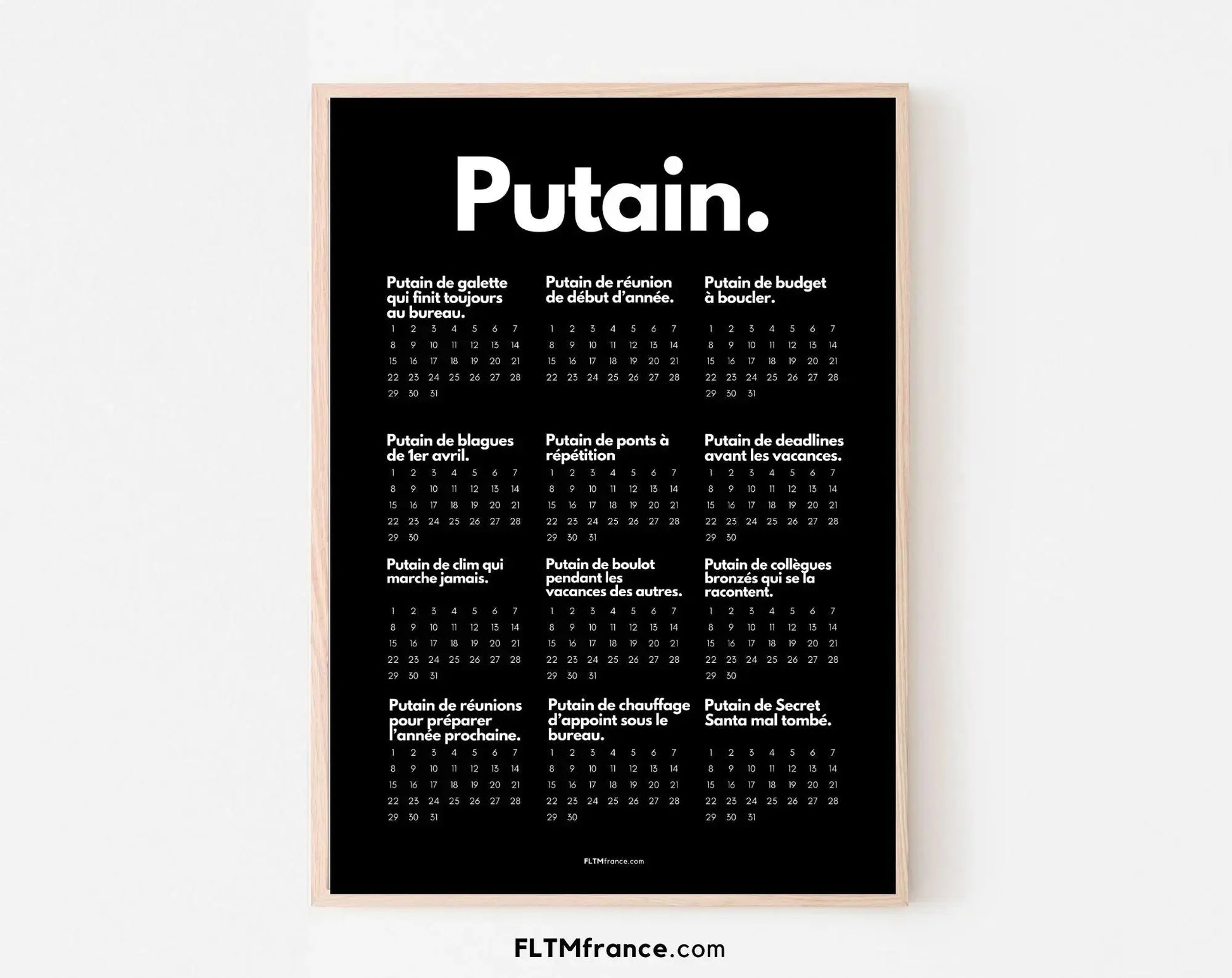 Calendrier Putain par métier à personnaliser FLTMfrance