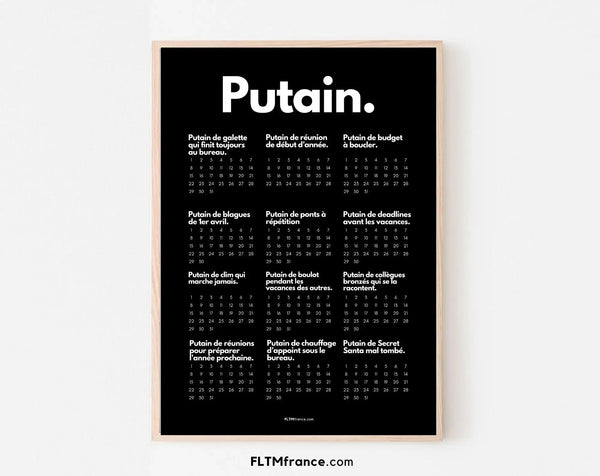 Calendrier Putain par métier à personnaliser
