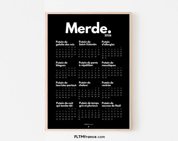 Calendrier de Merde 2026 - Calendrier 2026 à imprimer