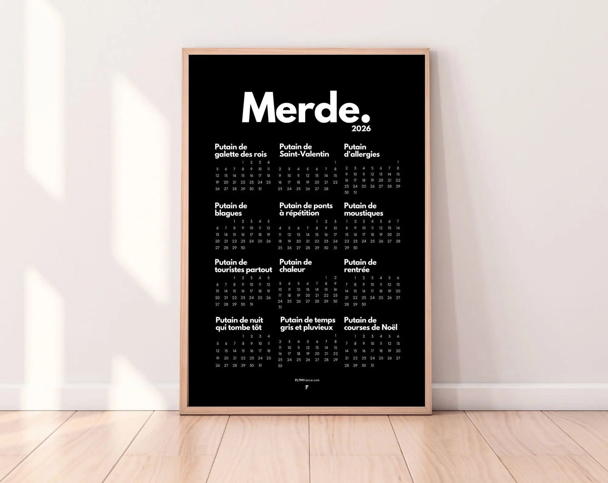 Calendrier de Merde 2026 - Calendrier 2026 à imprimer FLTMfrance