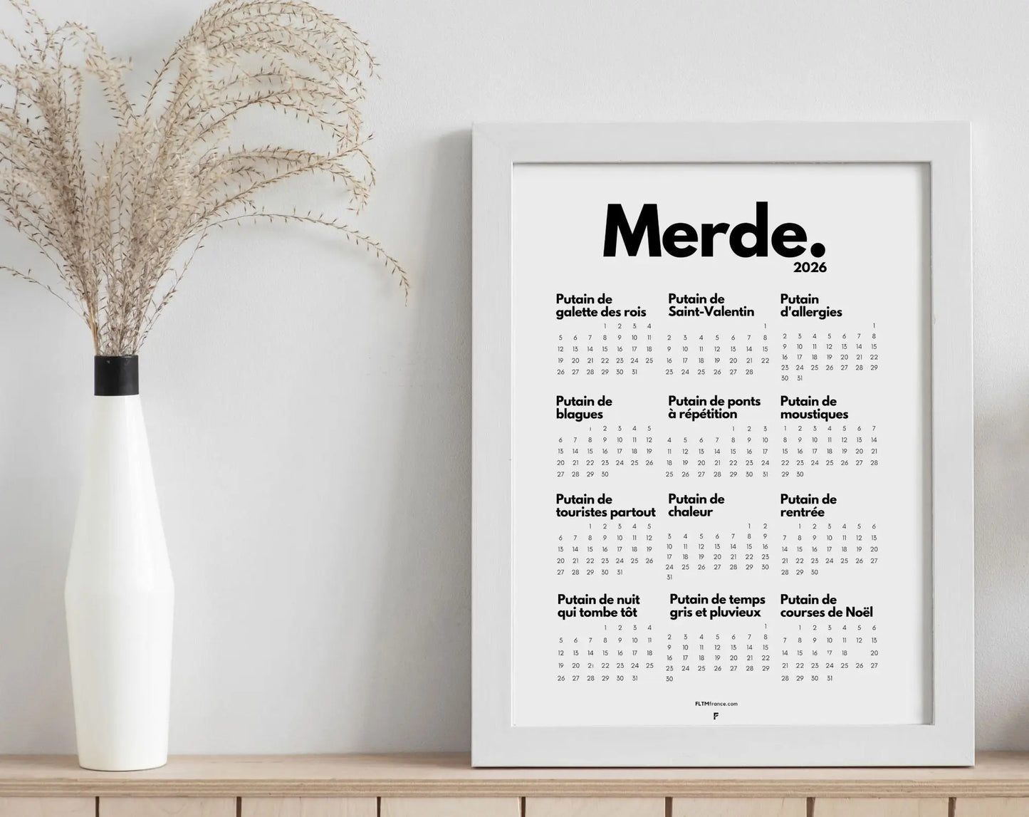 Calendrier de Merde 2026 - Calendrier 2026 à imprimer FLTMfrance