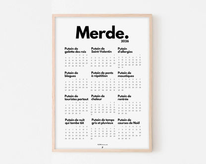 Calendrier de Merde 2026 - Calendrier 2026 à imprimer FLTMfrance
