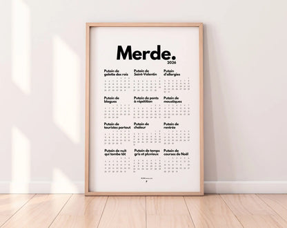 Calendrier personnalisé Putain 2026 - Calendrier humour à imprimer FLTMfrance