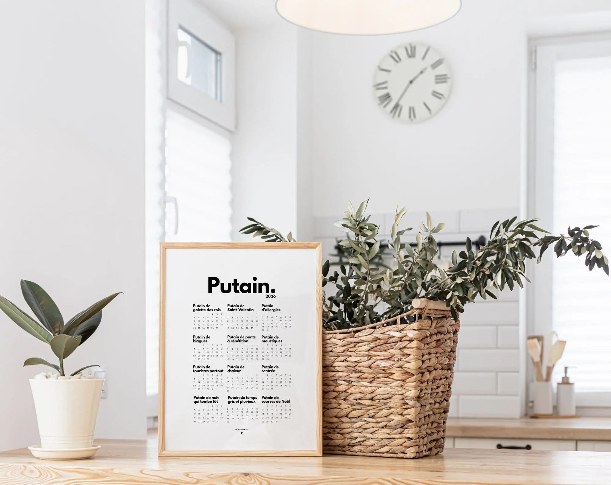 Calendrier personnalisé Putain 2026 - Calendrier humour à imprimer FLTMfrance