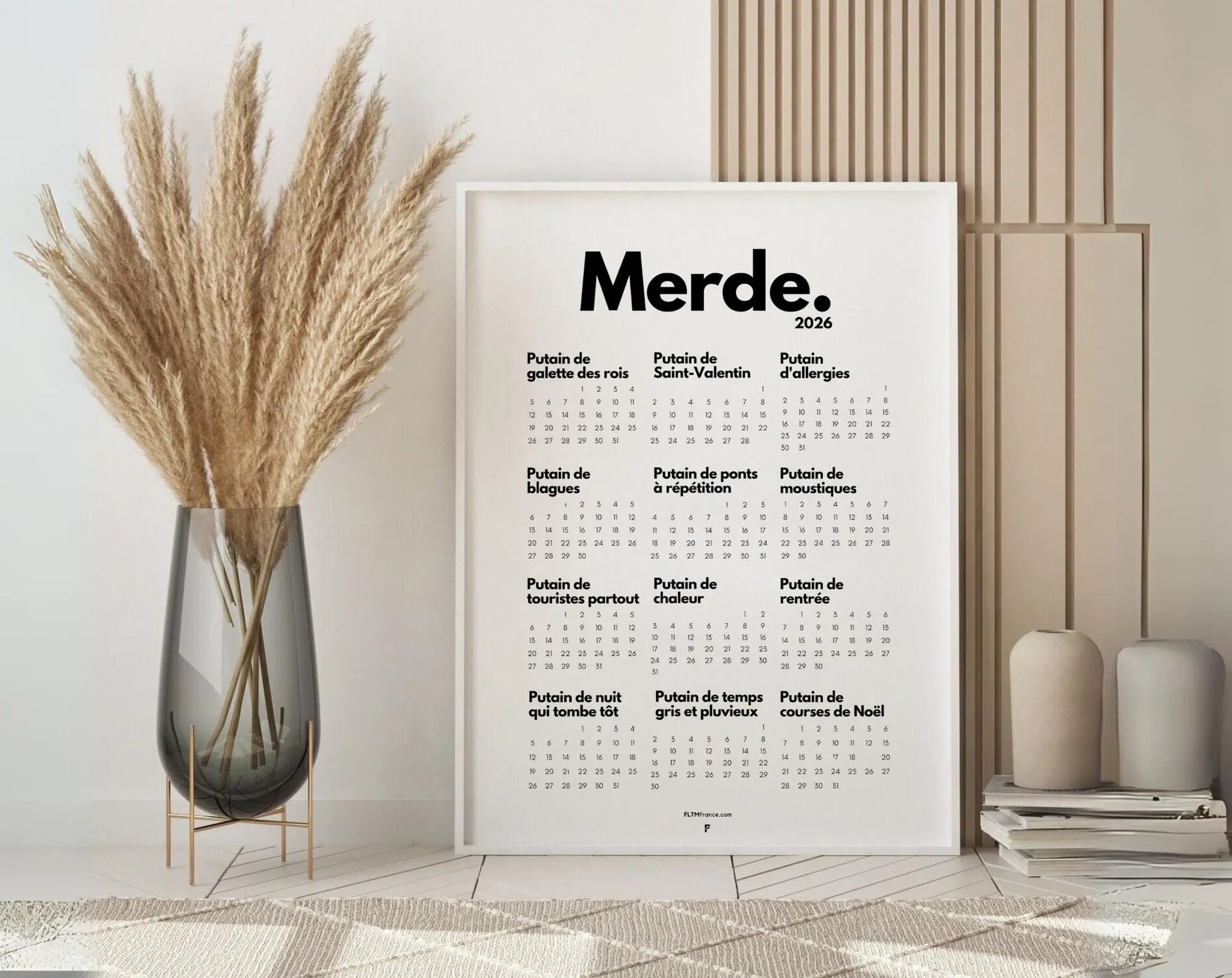 Calendrier personnalisé Putain 2026 - Calendrier humour à imprimer FLTMfrance