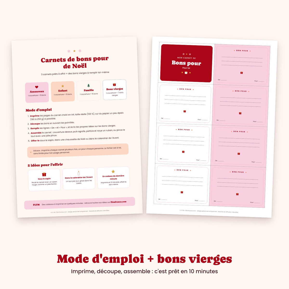Carnet de bons pour à imprimer, mode d'emploi et bons vierges - FLTM