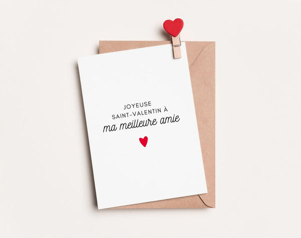Carte Joyeuse Saint-Valentin pour meilleure amie - Carte de Saint-Valentin à imprimer