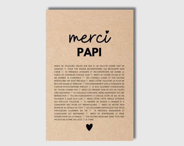Carte Merci Papi - Idée cadeau papi