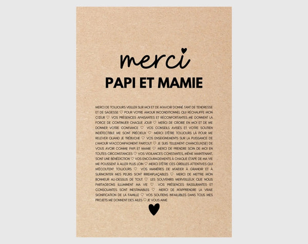 Carte Merci Papi et Mamie - Idée cadeau grands-parents