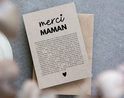 Carte Merci maman - Idée cadeau maman FLTMfrance