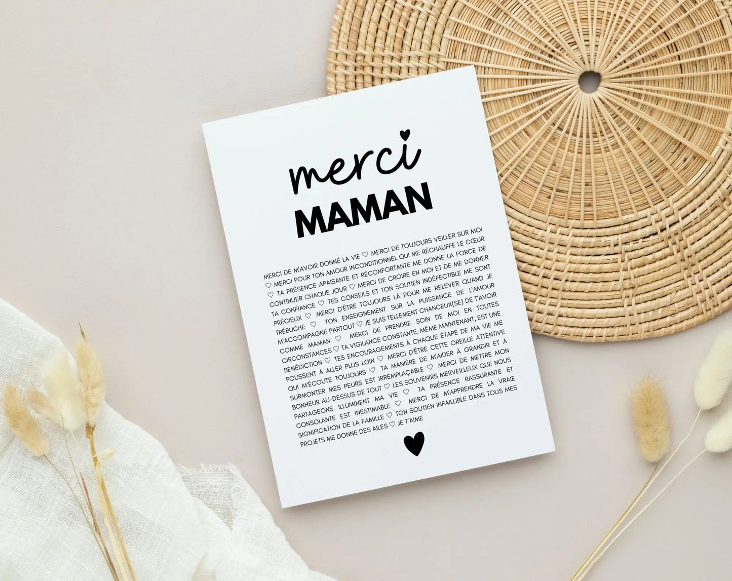 Carte Merci maman - Idée cadeau maman FLTMfrance