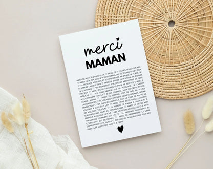 Carte Merci maman - Idée cadeau maman FLTMfrance