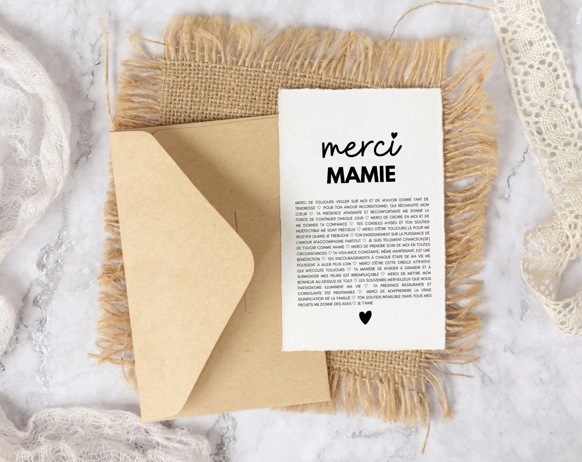 Carte Merci mamie - Idée cadeau mamie FLTMfrance