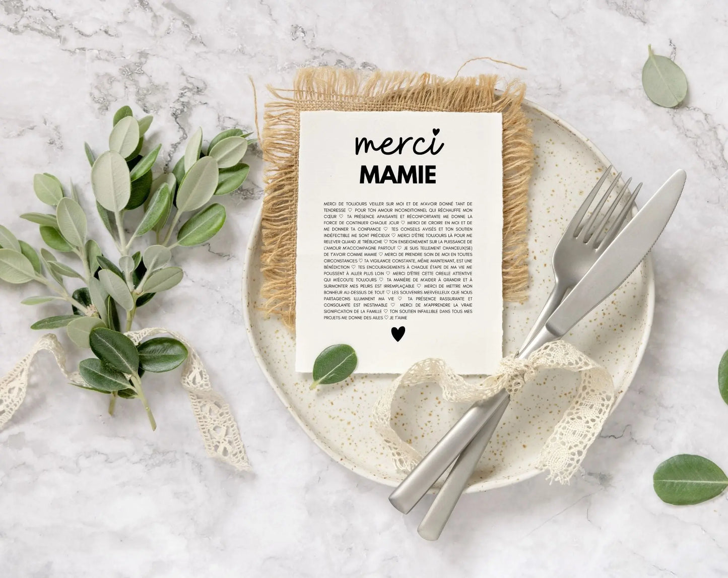 Carte Merci mamie - Idée cadeau mamie FLTMfrance