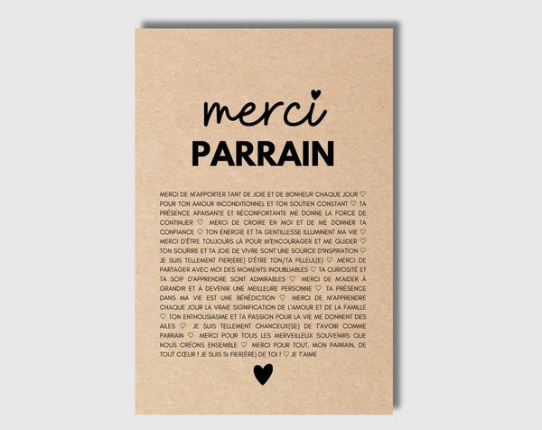 Carte Merci parrain - Idée cadeau anniversaire pour son parrain