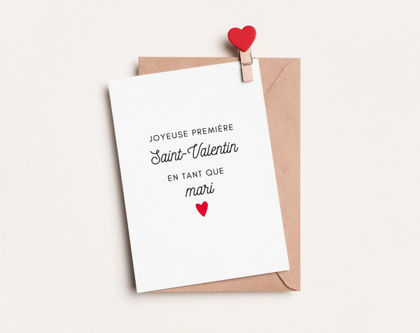 Carte Première Saint-Valentin en tant que mari - Carte de Saint-Valentin à imprimer