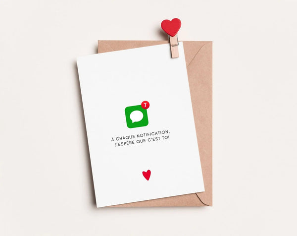 Carte Saint-Valentin notification - Carte de Saint-Valentin à imprimer