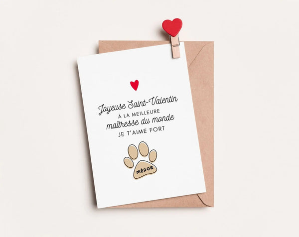 Carte Saint-Valentin personnalisée chien - Carte de Saint-Valentin à imprimer