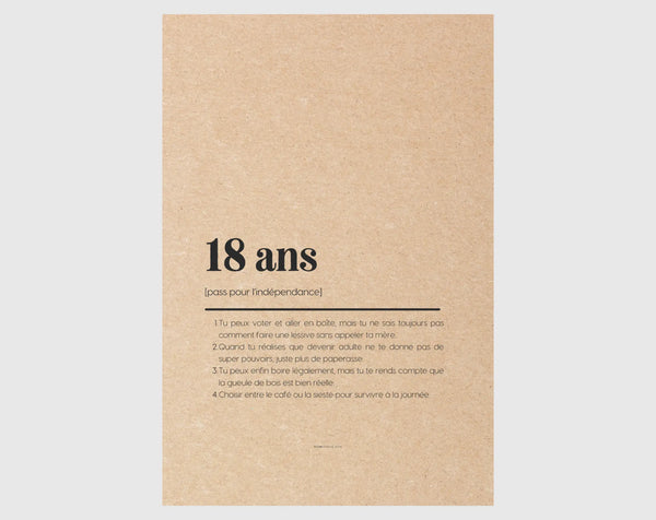 Carte anniversaire 18 ans originale - Définition 18 ans