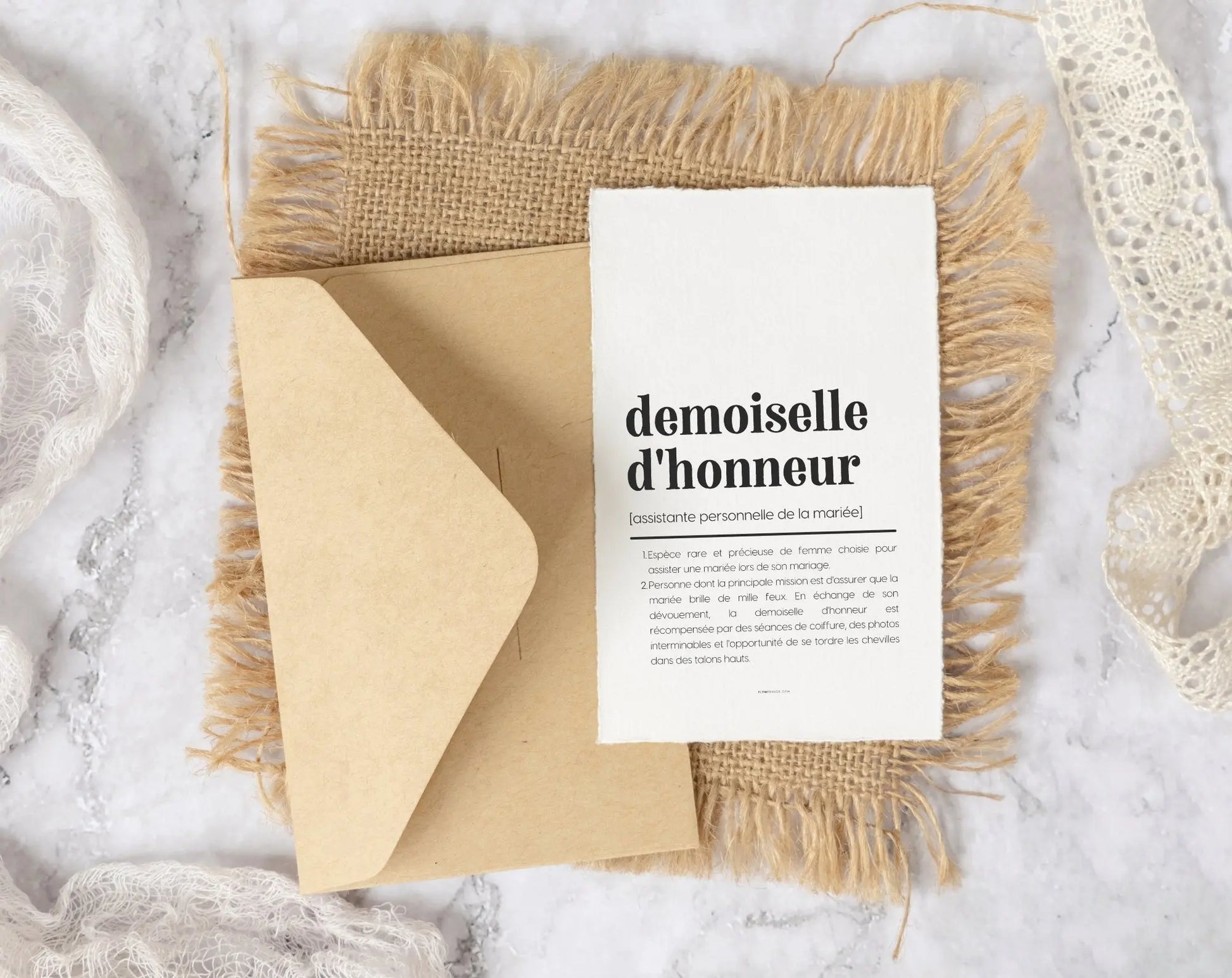 Carte définition Demoiselle d'honneur - Demande demoiselle d'honneur mariage FLTMfrance