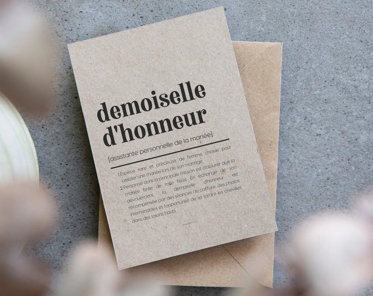 Carte définition Demoiselle d'honneur - Demande demoiselle d'honneur mariage FLTMfrance