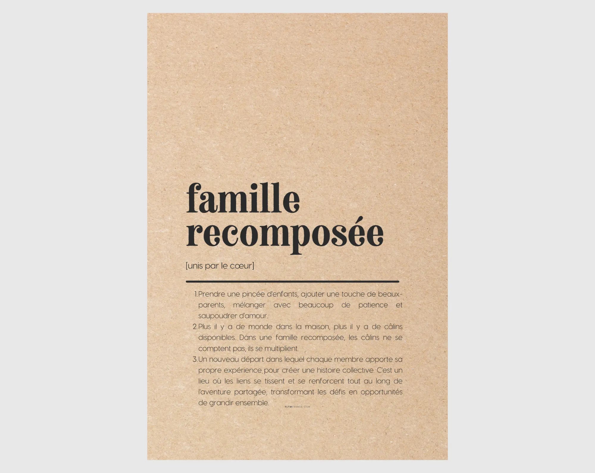 Carte définition Famille recomposée - Cadeau remariage - FLTMfrance