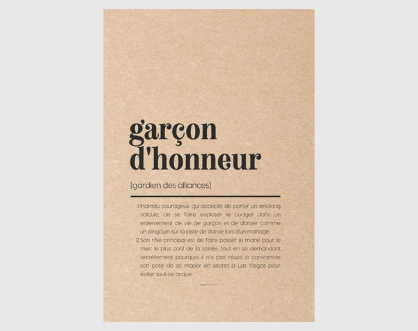 Carte définition Garçon d'honneur - Demande mariage