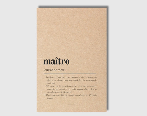 Carte définition Maître - Idée cadeau maître