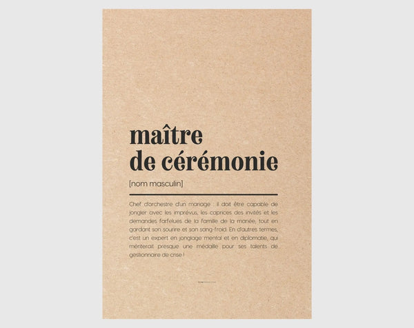 Carte définition Maître de cérémonie - Demande mariage maître de cérémonie